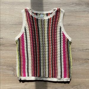 Old Navy Pink and Green Ribbed Cropped Tank Top